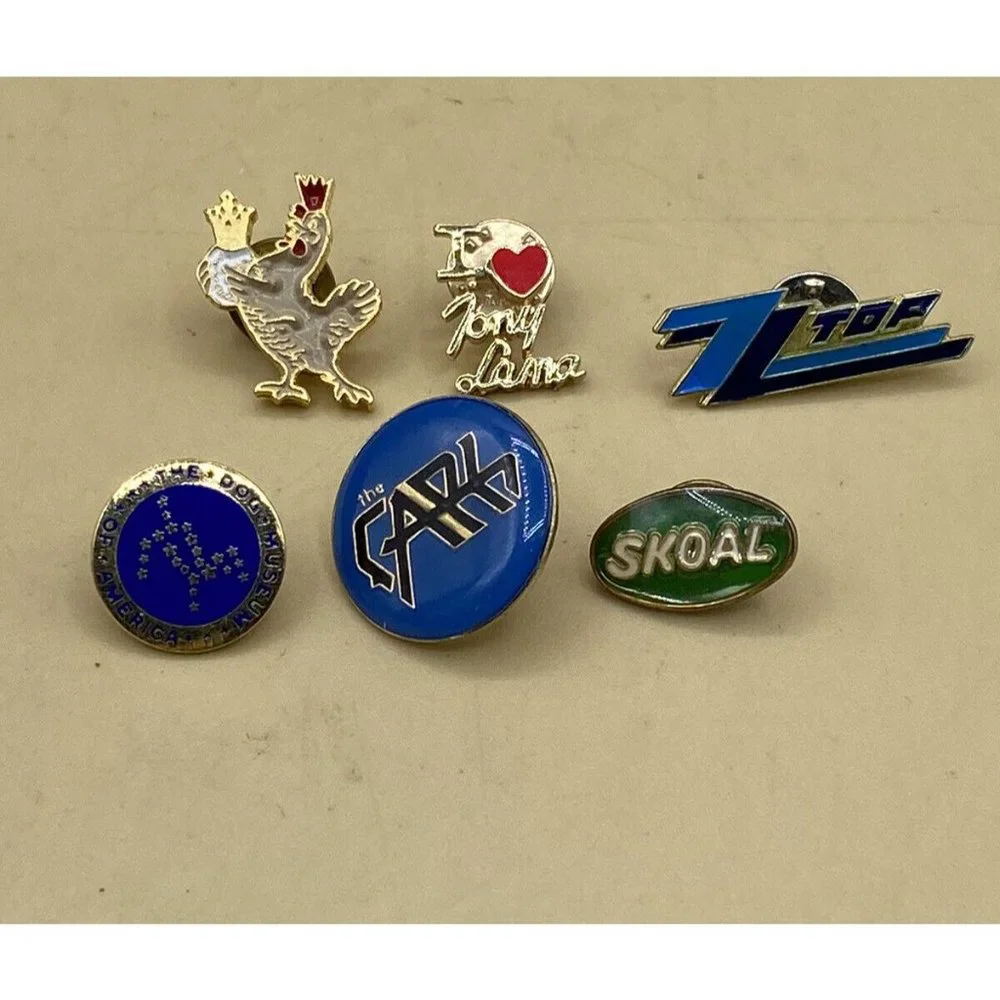 1980s THE CARS ZZ Top Skoal Tony Llama Dog Museum Enamel Pin LOT 6